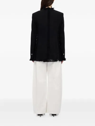 Msgm Fringed Buttoned Jacket In Black