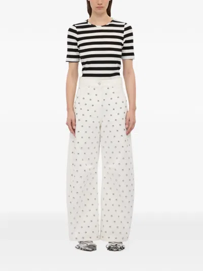 Msgm Stud-detail Jeans In White