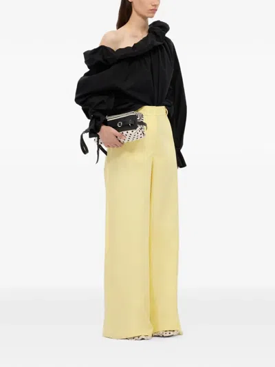 Msgm Ruffled-neck Blouse In Black
