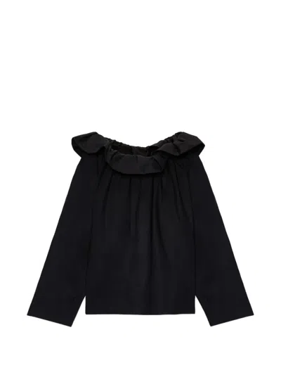 Msgm Ruffled-neck Blouse In Black