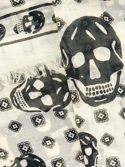 Shop Alexander Mcqueen Skull Print Scarf - Neutrals