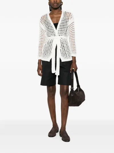 Max Mara Mxpgelo Openwork Cardigan In White