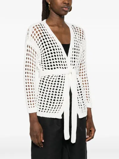 Max Mara Mxpgelo Openwork Cardigan In White