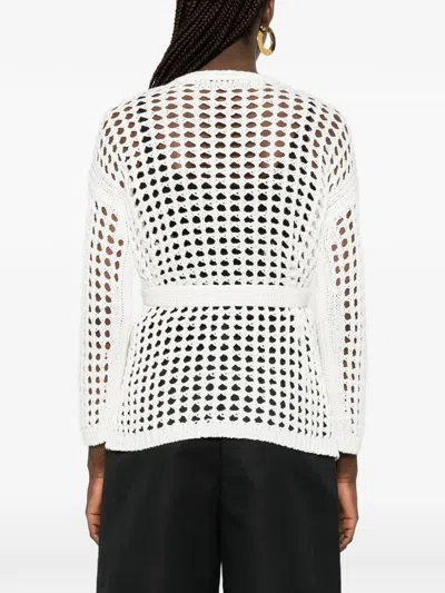 Max Mara Mxpgelo Openwork Cardigan In White