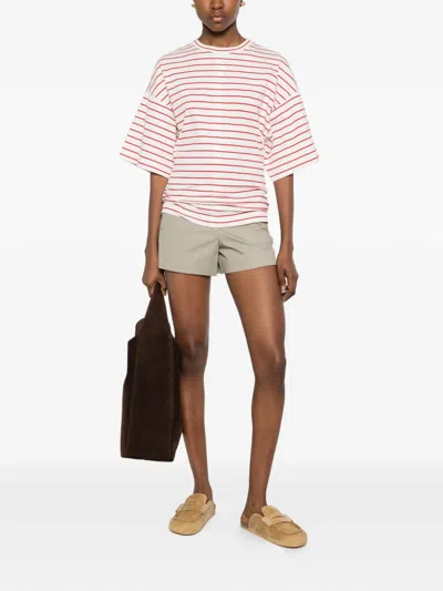 Plan C Striped Cotton Jersey T-shirt In White