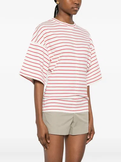 Plan C Striped Cotton Jersey T-shirt In White