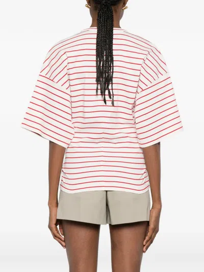 Plan C Striped Cotton Jersey T-shirt In White