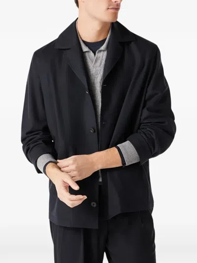 Corneliani Button Virgin Wool Overshirt In Blue