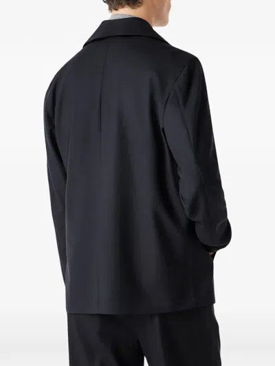 Corneliani Button Virgin Wool Overshirt In Blue