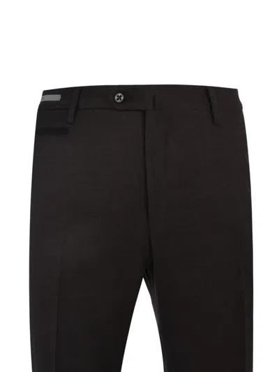 Corneliani Button Wool Trousers In Brown