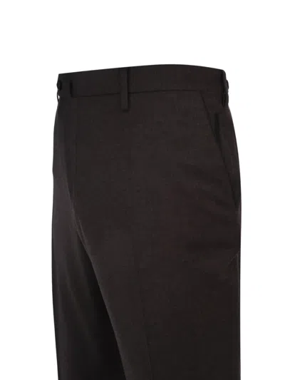 Corneliani Button Wool Trousers In Brown