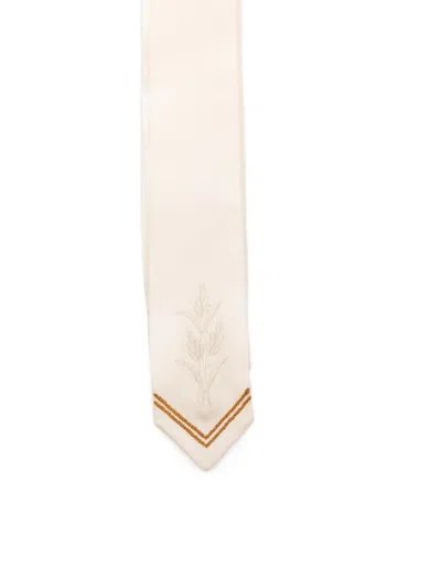 Bode Embroidered Satin Tie In Pattern