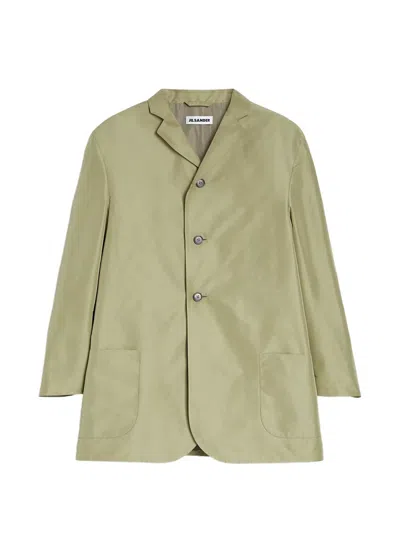 Jil Sander Button Technical Jacket In Green