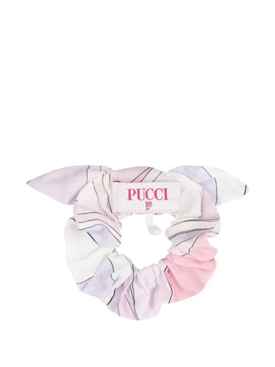 Pucci Junior Striped Scrunchie In Pink