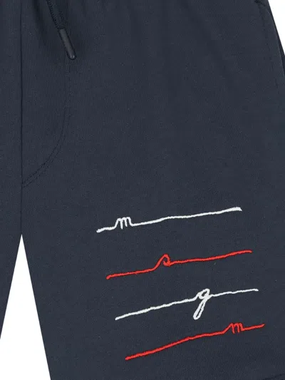 Msgm Embroidered Shorts In Blue