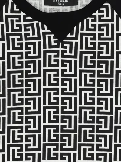 Balmain Patterned Short-sleeve T-shirt In Black