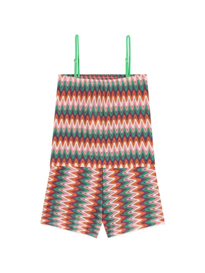 Nessi Byrd Chevron-patterned Playsuit In Multi