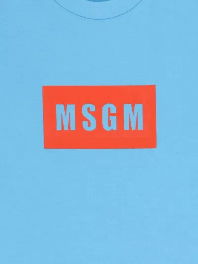 Msgm Logo-print T-shirt In Blue