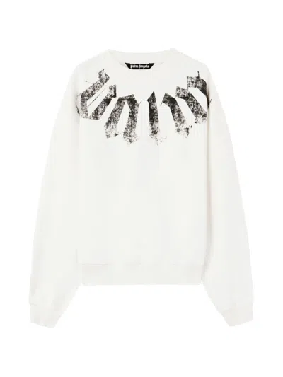 Palm Angels Men White Logo Crew Neck Sweatshirt, Xl Luxury Sweatshirts & Hoodies For Men Darveys