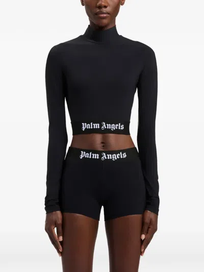 Palm Angels Black Classic Logo Long-sleeved Mockneck T-shirt