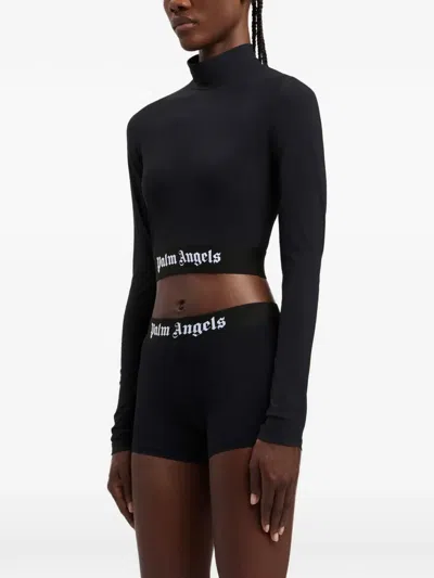 Palm Angels Black Classic Logo Long-sleeved Mockneck T-shirt