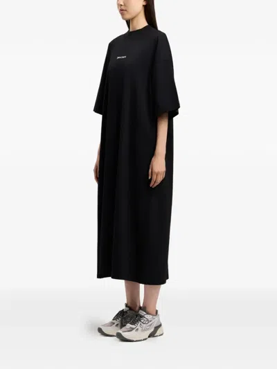 Palm Angels Milan La T-shirt Midi Dress In Black