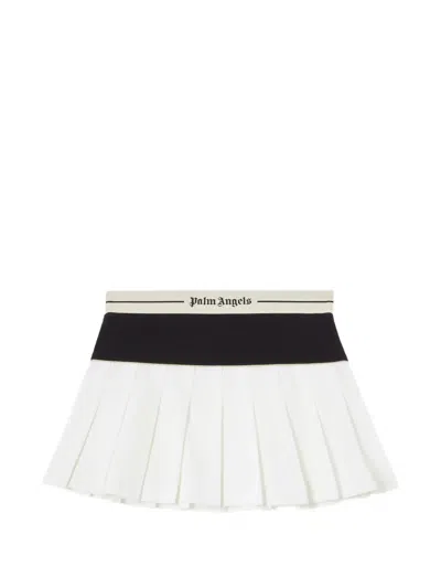 Palm Angels Logo Skirt Straight Cut Contrast Waistband In Multi