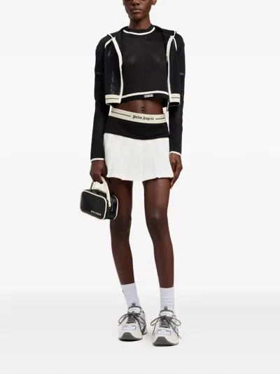Palm Angels Logo Skirt Straight Cut Contrast Waistband In Multi