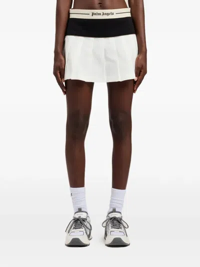 Palm Angels Logo Skirt Straight Cut Contrast Waistband In Multi