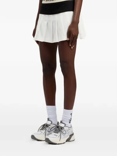 Palm Angels Logo Skirt Straight Cut Contrast Waistband In Multi