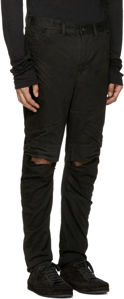 Shop Julius Black Coated Slit Knees Jeans