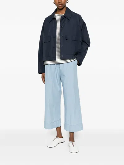 Ottod'ame Buttoned Flap-pocket Jacket In Blue