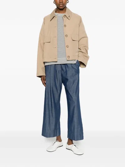 Ottod'ame Patch-pocket Buttoned Jacket In Brown