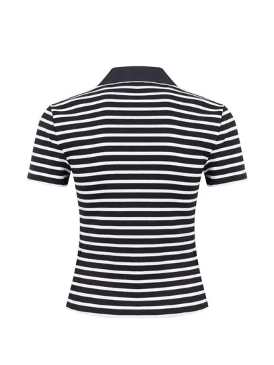 Veronica Beard Button-fastening Striped-pattern T-shirt In Multi