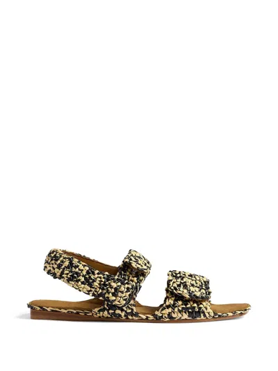 Khaite Boden Two-tone Raffia Sandals In Multi