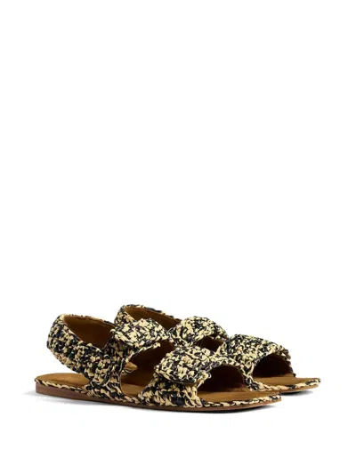Khaite Boden Two-tone Raffia Sandals In Multi