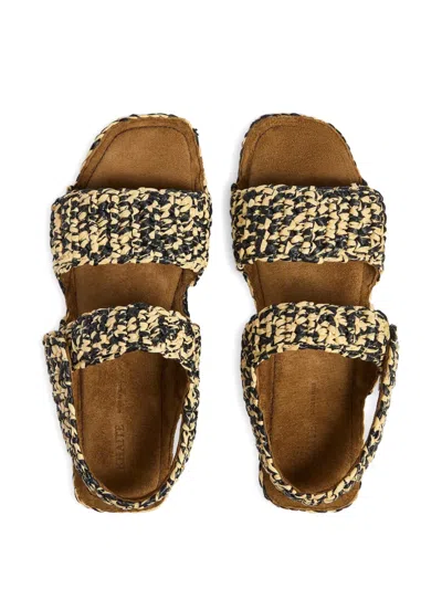 Khaite Boden Two-tone Raffia Sandals In Multi