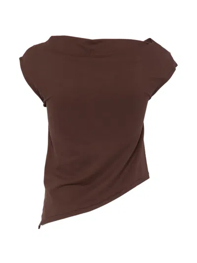 Alpha Studio Asymmetric T-shirt In Brown