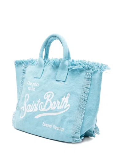 Mc2 Saint Barth Light Blue Mini Vanity Handbag With Shoulder Strap In Blue