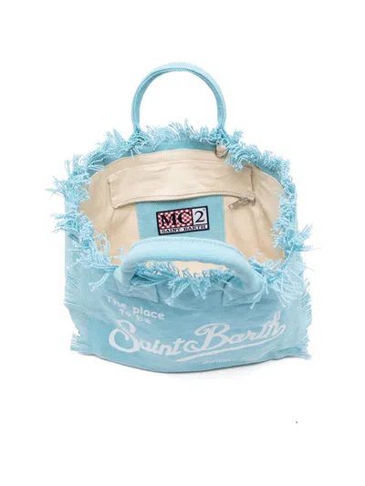Mc2 Saint Barth Light Blue Mini Vanity Handbag With Shoulder Strap In Blue