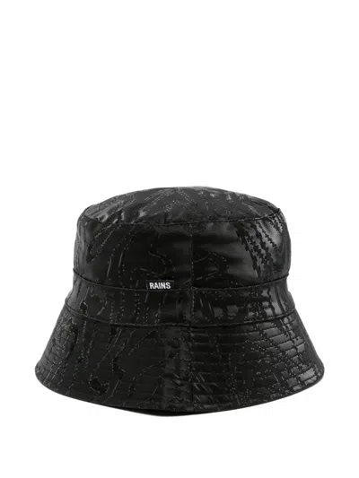 Rains Patterned Bucket Hat In Black