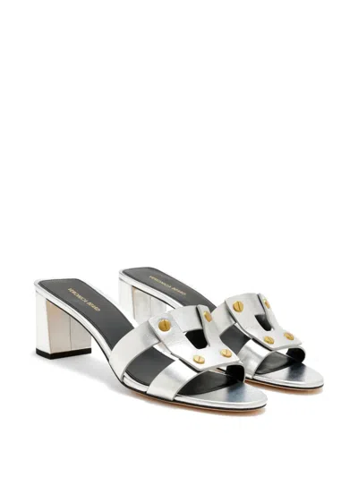 Veronica Beard Via Strap Sandals In Silver