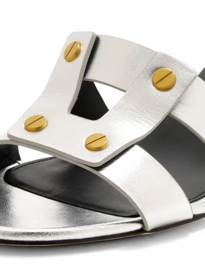 Veronica Beard Via Strap Sandals In Silver