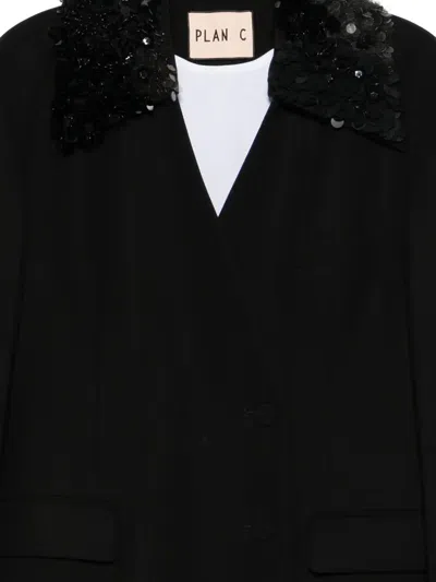 Plan C Sequin-embellishment Coat In Black