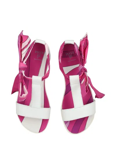 Pucci Junior Bow Pattern Sandals In Pink