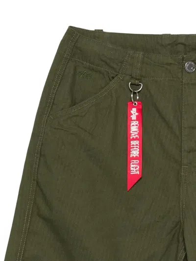Alpha Industries Belt-loop Pocket Shorts In Green