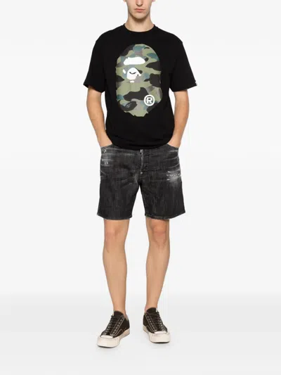 Dsquared2 Belt-loop Distressed Shorts In Black