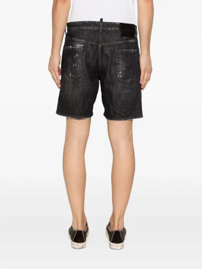 Dsquared2 Belt-loop Distressed Shorts In Black