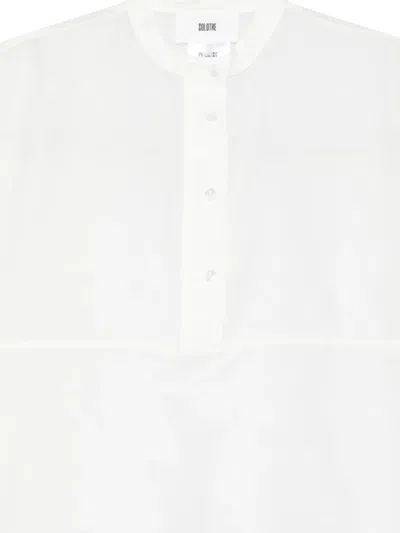Solotre Half-buttoned Blouse In White