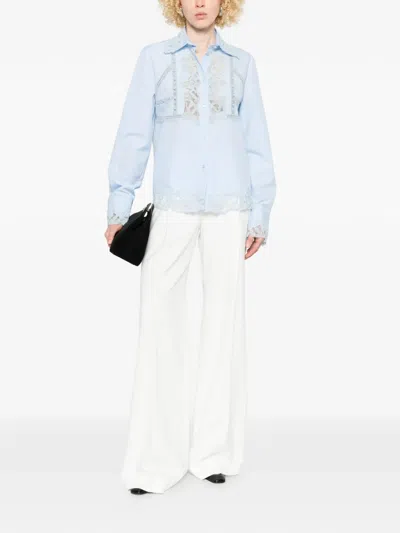 Ermanno Scervino Lace-detail Shirt In Blue